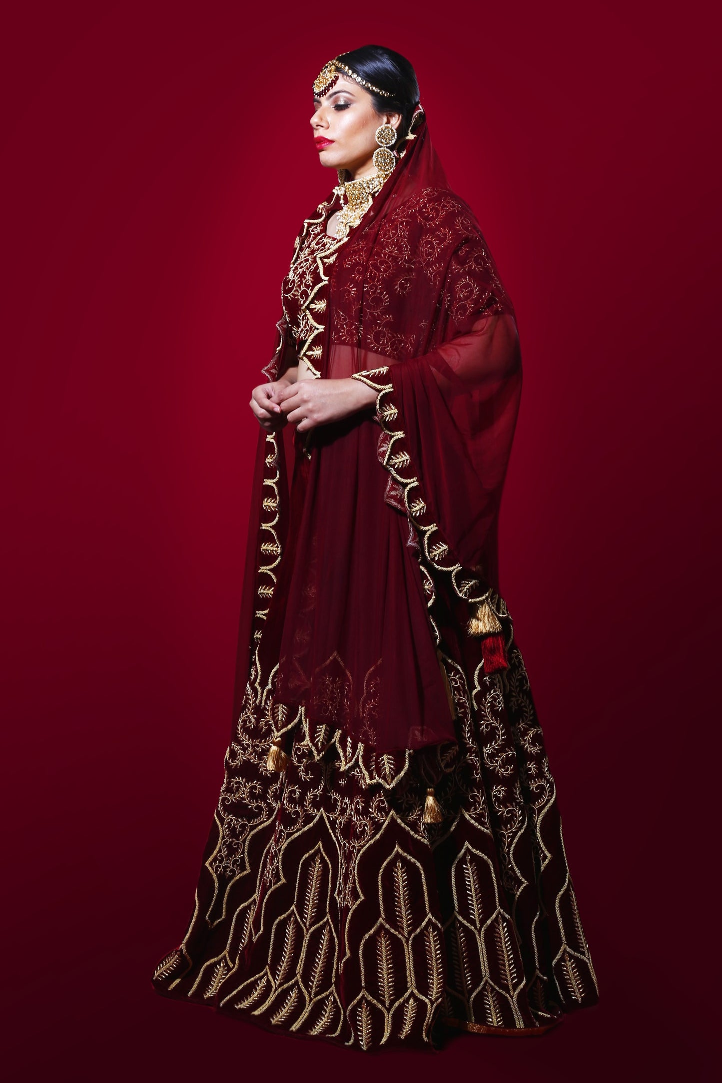 Maroon Bridal Lehenga Set